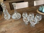 2 kristallen karaffen cognac Vigletta 24% crystal + 5 glazen, Antiek en Kunst, Ophalen of Verzenden