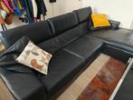 Zwart lederen salon (285 op 230) - MOET DONDERDAG WEG, Huis en Inrichting, Ophalen, Gebruikt, Leer