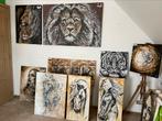 Schilderijen dieren door Mk Art, Antiek en Kunst, Ophalen of Verzenden