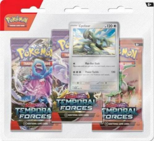 Pokémon Temporal Forces: 3-Pack Blister - Cyclizar, Hobby en Vrije tijd, Verzamelkaartspellen | Pokémon, Nieuw, Booster, Ophalen of Verzenden