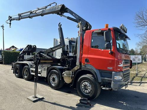 DAF CF 85.410 8x4 HOOKLIFT + CRANE HIAB 244 EP-3 HIDUO - Rad, Auto's, Vrachtwagens, Bedrijf, Te koop, ABS, Elektrische ramen, Trekhaak