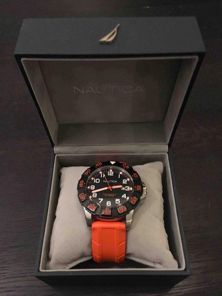 Nautica herenhorloge, Handtassen en Accessoires, Horloges | Heren, Zo goed als nieuw, Polshorloge, Overige merken, Overige materialen