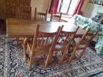 massief houten tafel en 6 stoelen, Huis en Inrichting, Ophalen, Gebruikt, 6 tot 8 stoelen
