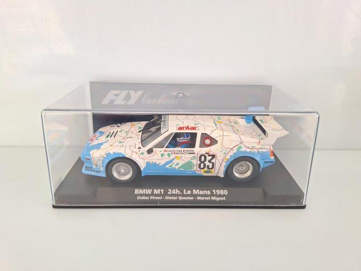 Fly Bmw M1 24h Le-Mans 1980 Dieter Quester Art Car A1302, Kinderen en Baby's, Speelgoed | Racebanen, Nieuw, Racebaan, Elektrisch