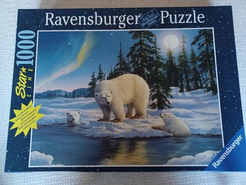 Ravensburger Puzzel - IJsberen in de maneschijn., Hobby en Vrije tijd, Denksport en Puzzels, Zo goed als nieuw, Legpuzzel, 500 t/m 1500 stukjes