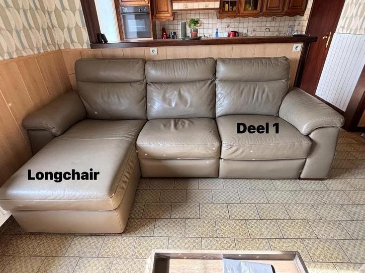 Lederen zetel te koop, Huis en Inrichting, Zetels | Complete zithoeken, Gebruikt, Leer, Ophalen