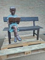 Bronzen tuinbank met lezend meisje alles aan lage prijzen!!!, Tuin en Terras, Tuinbeelden, Ophalen of Verzenden, Zo goed als nieuw