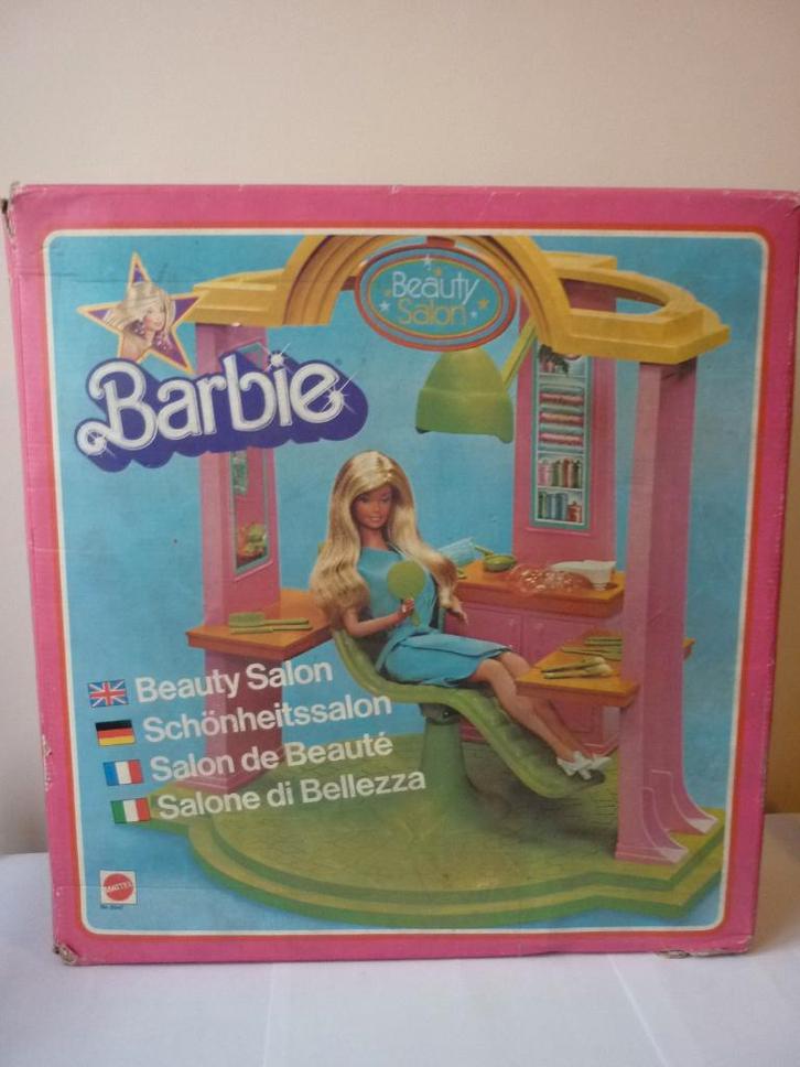Vintage - Boîte Barbie vide - Salon de beauté - 1977, Verzamelen, Merken en Reclamevoorwerpen, Gebruikt, Ophalen of Verzenden