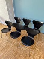 6 x Fritz Hansen vlinderstoel zwart generfd Arne Jacobsen, Huis en Inrichting, Stoelen, Ophalen, Design klassieker, Gebruikt, Zwart