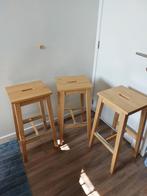 3 stevige houten barkrukken - Ikea Bosse, Ophalen, Gebruikt, Met voetsteun, 60 tot 90 cm