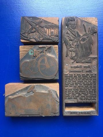 Vintage/antiek - 11 koperen blokprintstempels beschikbaar voor biedingen