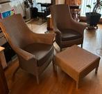 2 rotan zetels met bijzettafel, Huis en Inrichting, Ophalen, Zo goed als nieuw, Riet of Rotan, 100 tot 125 cm