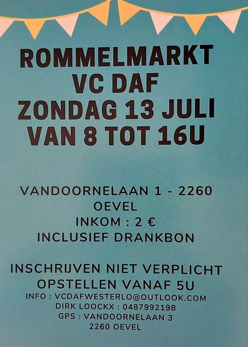 Rommelmarkt DAF Westerlo 13 juli 2025, Contacten en Berichten, Evenementen