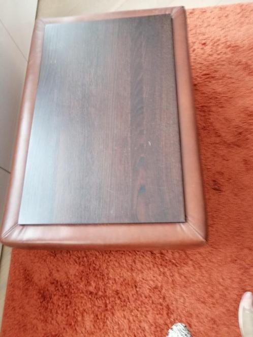 lederen zetel + 2 poefs, Huis en Inrichting, Zetels | Voetbanken en poefs, Gebruikt, Leer, Ophalen