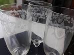 4 GEGRAVEERDE CHAMPAGNE GLAZEN, Glas, Overige stijlen, Glas of Glazen, Ophalen of Verzenden