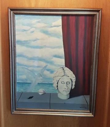 Schilderij olieverf op canvas inspiratie Margritte  beschikbaar voor biedingen