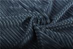 Promo!1236) 150x100cm tissu velours rayé gris bleu, Bleu, Polyester, Enlèvement ou Envoi, Neuf