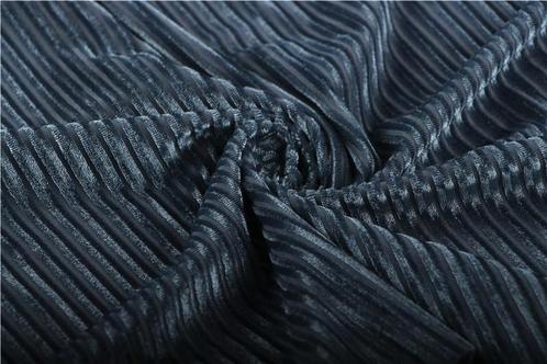 Promo!1236) 150x100cm tissu velours rayé gris bleu, Hobby & Loisirs créatifs, Tissus & Chiffons, Neuf, Polyester, Bleu, Enlèvement ou Envoi