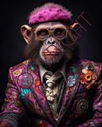 The Funky Monkey. AI-digitaal schilderij op doek., Antiquités & Art, Art | Peinture | Moderne, Enlèvement ou Envoi
