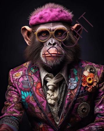 The Funky Monkey. AI-digitaal schilderij op doek.