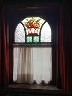 Loodramen en deur met mooi kleurmotief, bloemstuk 1915-1920, Ophalen, Gebruikt, Gevelraam of Ruit, Glas in lood