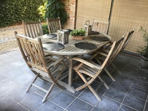 7 delige teak houten tuinmeubelset Royal Arrow, Tuin en Terras, Tuinsets en Loungesets, Gebruikt, Tuinset, Teakhout, 6 zitplaatsen