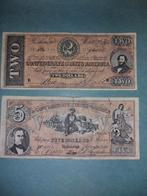 Herdruk 2 en 5 dollar confederate state, Enlèvement ou Envoi, Amérique du Sud, Série