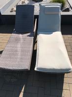 2 fauteuils inclinables réglables en osier avec coussin, Jardin & Terrasse, Chaises longues, Enlèvement, Utilisé, Osier, Réglable