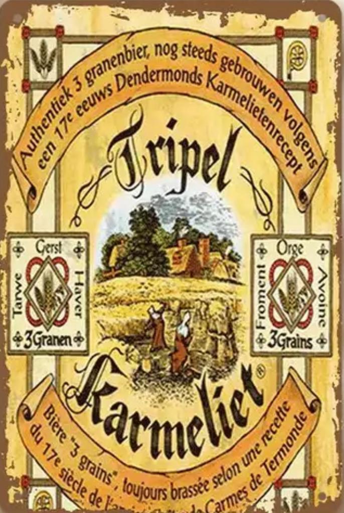 Reclamebord vintage Tripel Karmeliet - mancave poolhouse new, Verzamelen, Biermerken, Nieuw, Reclamebord, Plaat of Schild, Overige merken