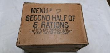 Carton menu second half of 5 rations militaire US Américain 