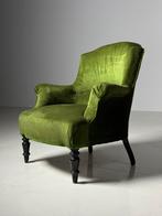 Franse bergère fauteuil groen antiek, Huis en Inrichting, Fauteuils, Ophalen of Verzenden, Stof