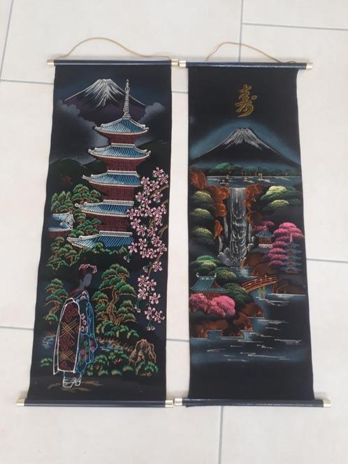 Vintage Chinese wanddecoratie 2x, Huis en Inrichting, Woonaccessoires | Wanddecoraties, Zo goed als nieuw, Ophalen of Verzenden