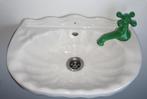 Vintage schelp porseleinen lavabo, Doe-het-zelf en Bouw, Sanitair, Ophalen, Gebruikt, Kraan