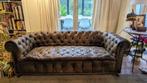 Chesterfield authentieke rundslederen olijfgroene 3-zit, Huis en Inrichting, Fauteuils, Ophalen, Gebruikt, 100 tot 125 cm, Leer