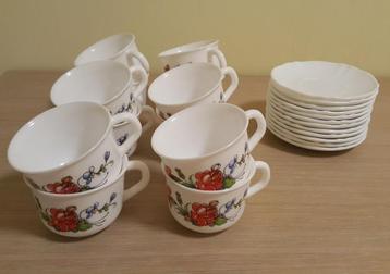 12 x Arcopal kop met schotel -  model Ronsard (vintage) beschikbaar voor biedingen