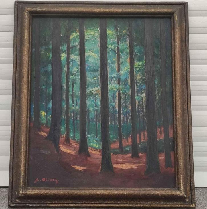 Huile sur panneau sous bois signe Xavier allard, Antiek en Kunst, Kunst | Schilderijen | Klassiek, Ophalen of Verzenden