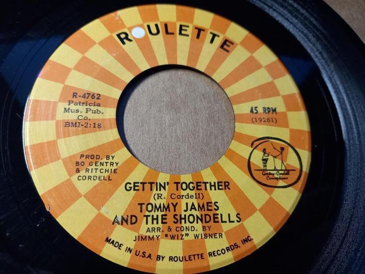 Tommy James & The Shondells ‎– Gettin' Together / Real Girl, Cd's en Dvd's, Vinyl Singles, Zo goed als nieuw, Single, Pop, 7 inch