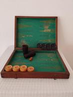 Antiek Bakspel/backgammon, Houten kist met schijven,oude dob, Hobby & Loisirs créatifs, 1 ou 2 joueurs, Utilisé, Hausemann & Hötte