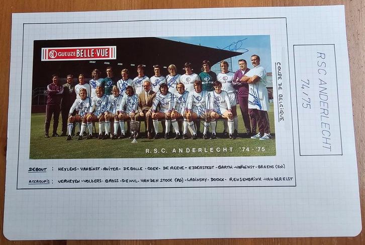 1974-1975 RSC Anderlecht Belle Vue Gesigneerd door team!, Verzamelen, Sportartikelen en Voetbal, Zo goed als nieuw, Overige typen