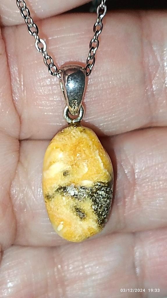 Pendentif en ambre naturelle de la Lituanie, Bijoux, Sacs & Beauté, Pendentifs, Neuf, Argent, Autres couleurs, Avec pierre précieuse