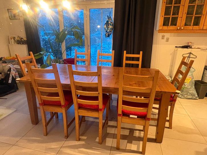 Tafel en 8 stoelen, Huis en Inrichting, Complete eetkamers, Gebruikt, 6 tot 8 stoelen, Ophalen