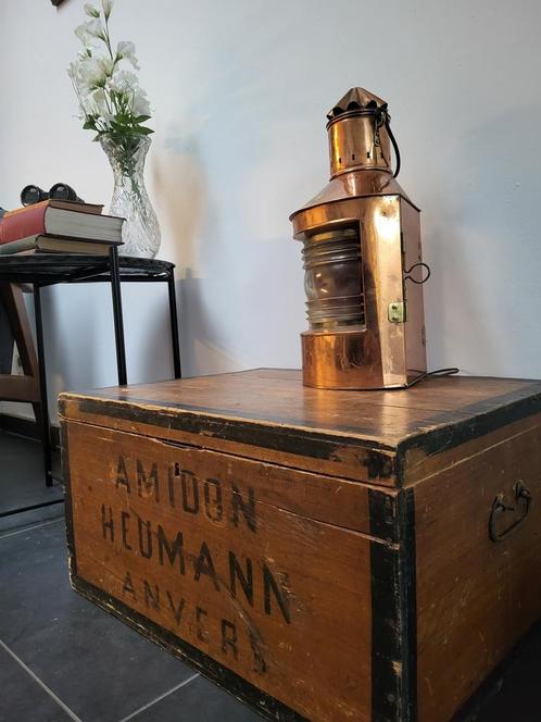 Vintage houten kist Amidon Heumann Anvers, Maison & Meubles, Accessoires pour la Maison | Coffres, Enlèvement ou Envoi