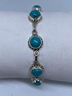 Zilveren armband met echte turkoois, Avec pierre précieuse, Bleu, Argent, Enlèvement ou Envoi