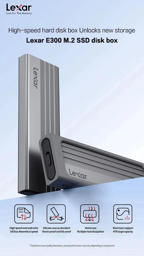 Externe SSD: Lexar LNQ790 1TB M.2 SSD + Lexar E300 Enclosure, Computers en Software, Harde schijven, Nieuw, Desktop, Extern, SSD