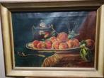 * M Van Kerckhove: schilderij: Vruchtenschaal, stilleven, Antiek en Kunst, Ophalen of Verzenden