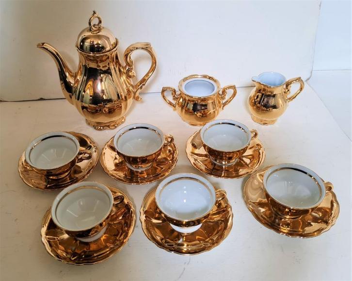 Bavaria 24Kt verguld theeservies 16-delig, Antiek en Kunst, Antiek | Servies compleet, Ophalen of Verzenden