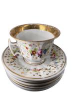 Baudour porseleinen koffieset met gouden accenten uit de 19e, Antiek en Kunst, Ophalen of Verzenden