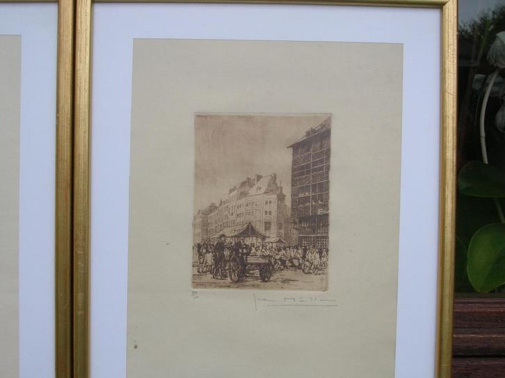 3 P/ SIGNÉ JEAN MULLER REPRÉSENTANT VUE DE LIÈGE, Antiquités & Art, Art | Eaux-fortes & Gravures, Enlèvement ou Envoi