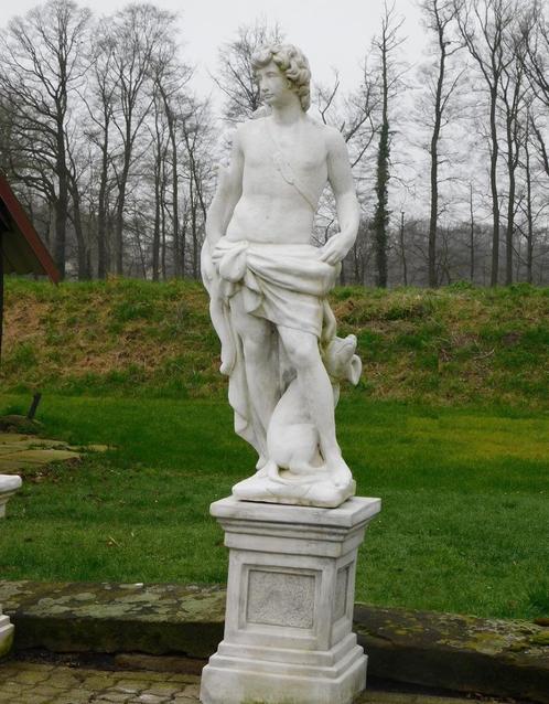 Tuinbeeld Sint-Hubertus op Sokkel - 205 cm - Steen, Jardin & Terrasse, Statues de jardin, Neuf, Pierre, Enlèvement ou Envoi