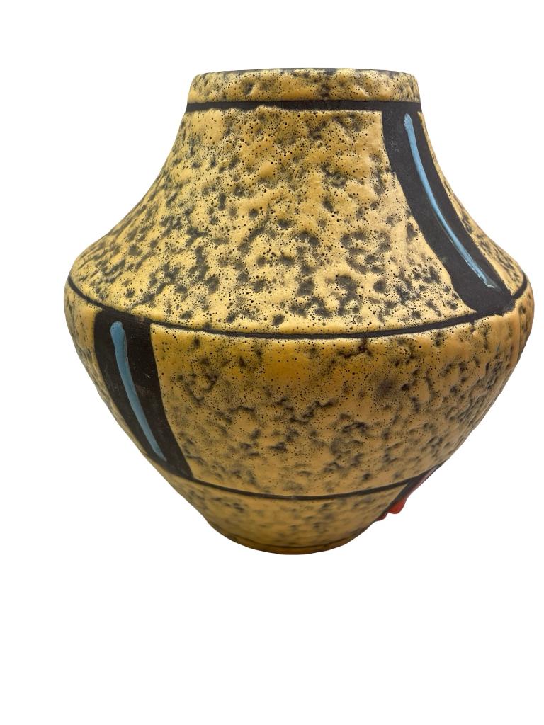 Vase West Germany Art Déco jaune brun 543/20 – 20,5 cm, Enlèvement ou Envoi